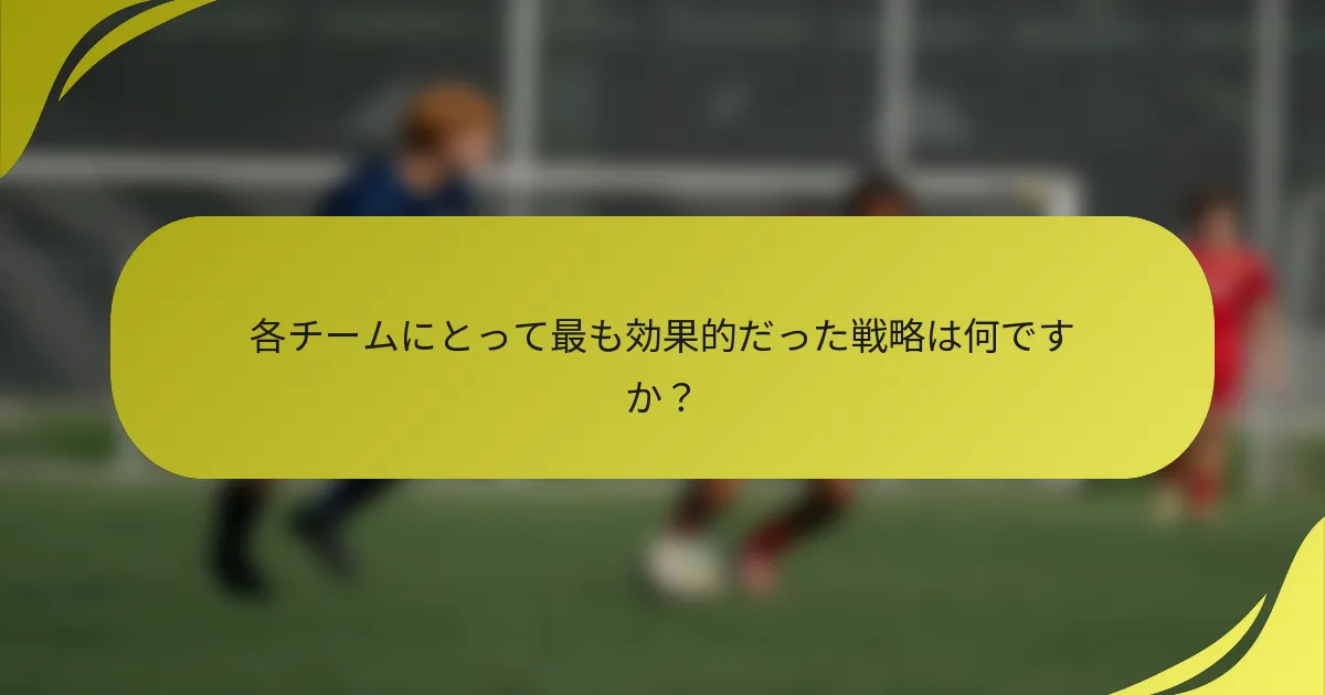 各チームにとって最も効果的だった戦略は何ですか？