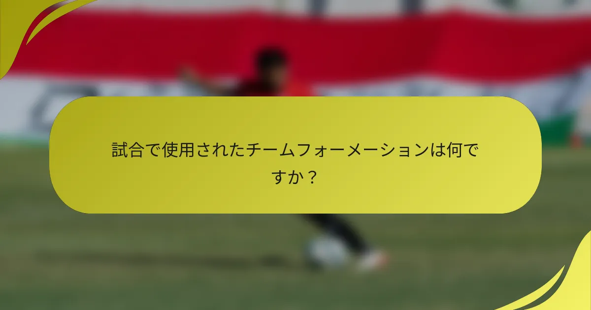 試合で使用されたチームフォーメーションは何ですか？